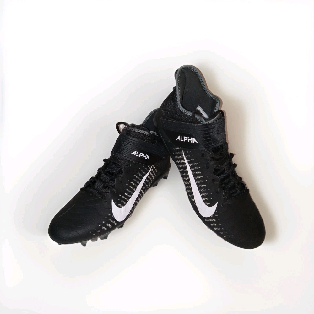 Nike Alpha Football Cleats Mens 11 Black White Mid Top Strap